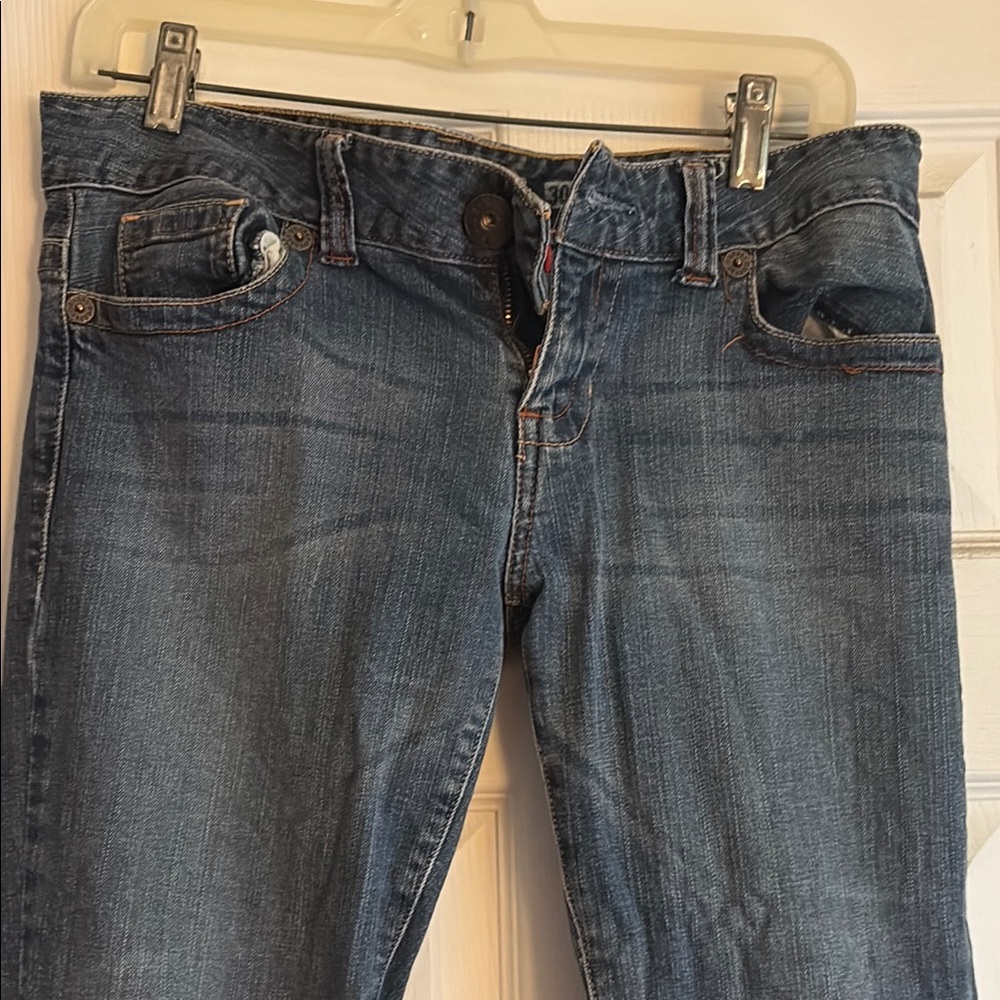Guess Blue Straight Leg Jeans with Natural Distressing